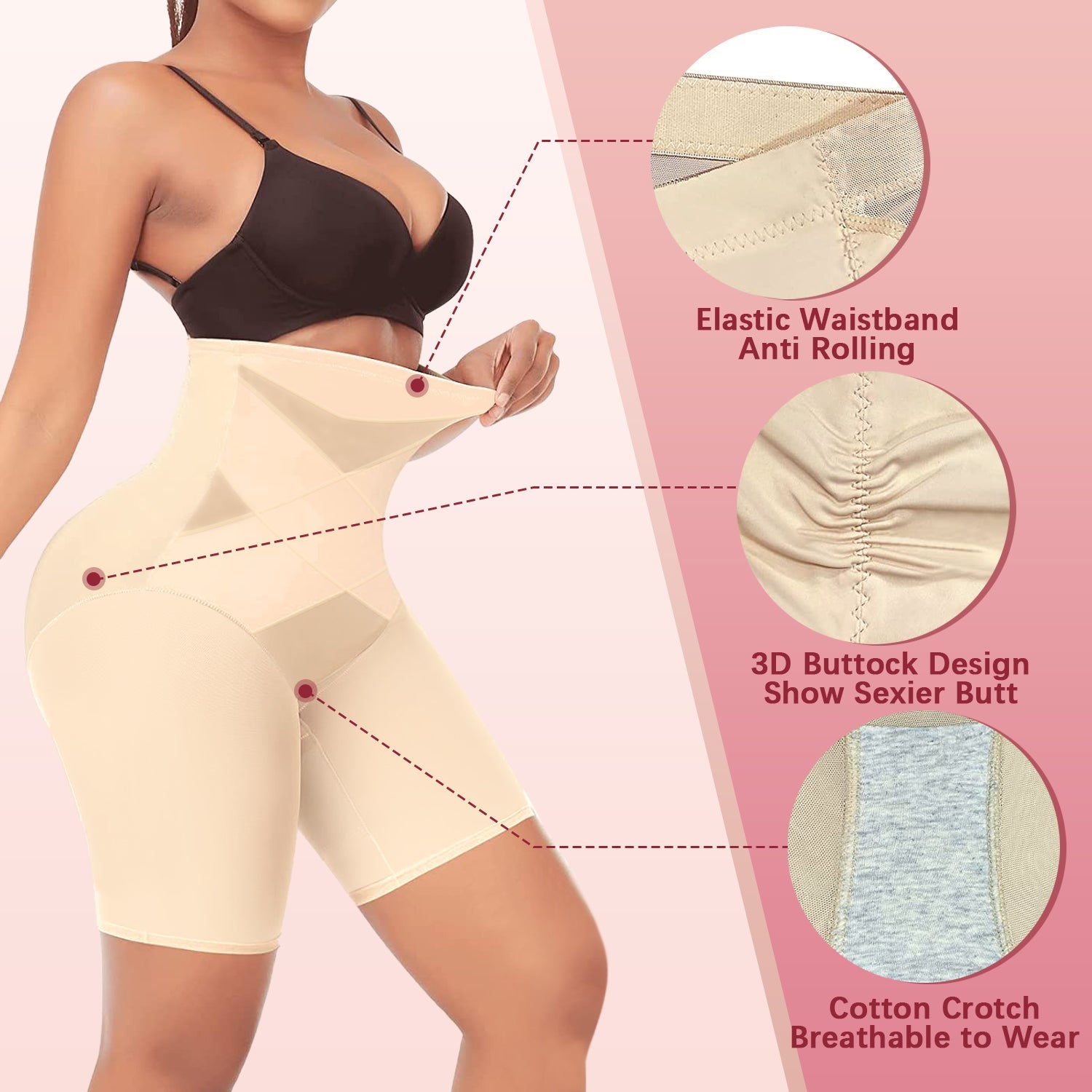 WOMEN FOR SURE® Faja moldeadora de talle alto para abdominales y glúteos de compresión cruzada (COMPRAR 1 Y OBTENER 2)
