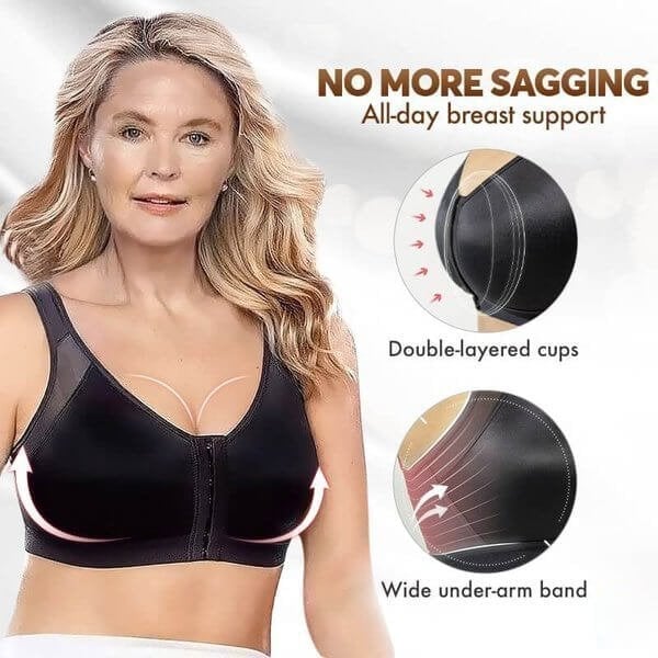 WOMEN FOR SURE® Front Closure Posture Wireless Back Support Full Coverage Bra-Black（BUY 1 GET 2）