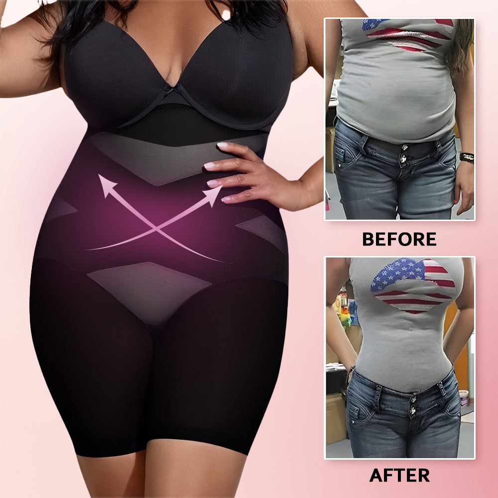WOMEN FOR SURE®  Cross Compression Abs & Hips High Waisted Shaperwear-Black+Pink（BUY 1 GET 2）