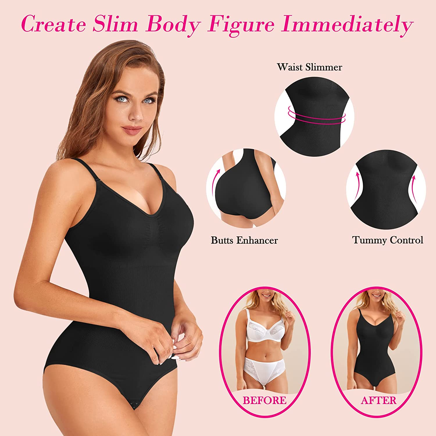 WOMEN FOR SURE®360° TUMMY CONTROL HIDE BACK FAT WITH SHAPEWEAR COMBINED WITH NUDE BODY(3 PACK)