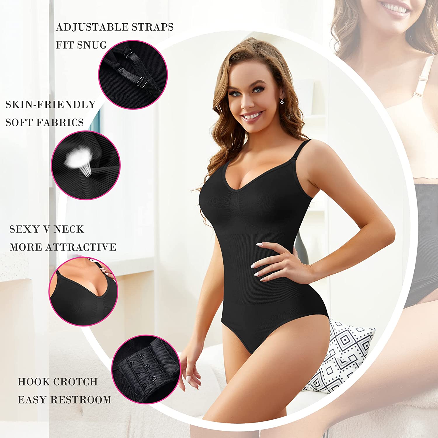WOMEN FOR SURE®360° TUMMY CONTROL HIDE BACK FAT WITH SHAPEWEAR COMBINED WITH NUDE BODY(3 PACK)