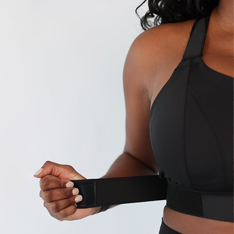 Women for sure® Women's High Impact Sports Bra PLUS Size Zip-Front Shock Absorber-Black