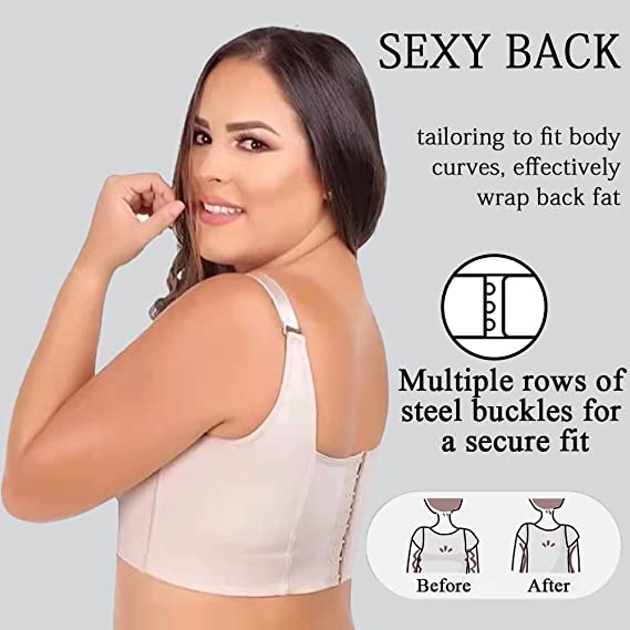 WOMEN FOR SURE®Sujetador de copa profunda que oculta la grasa de la espalda con fajas incorporadas-Desnudo (Compre 1 y obtenga 2)