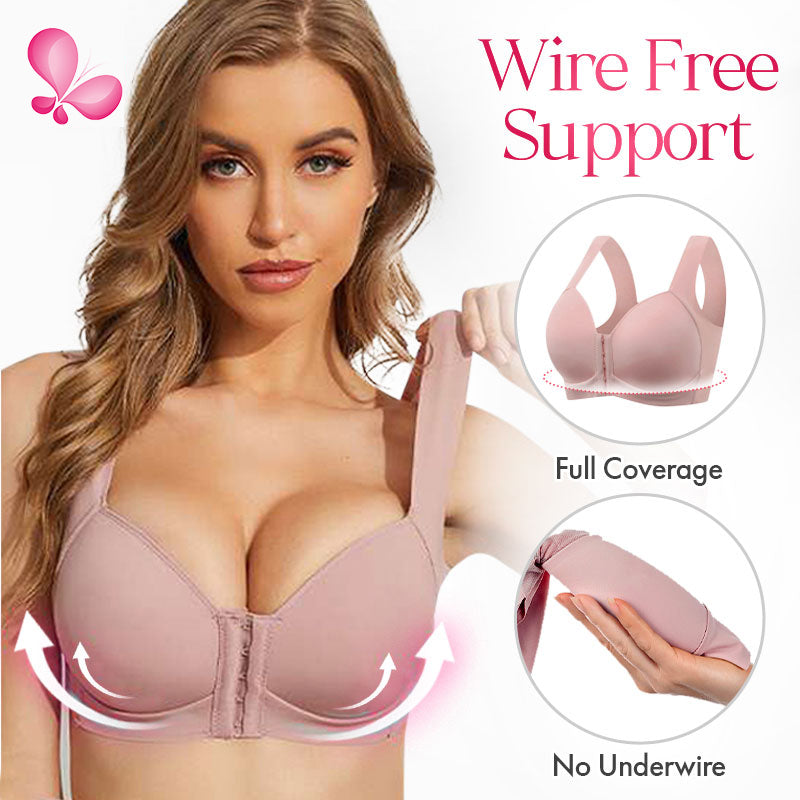 WOMEN FOR SURE®Seamless Front Closure Wire-free Push Up Bra PINK (2 PCS)